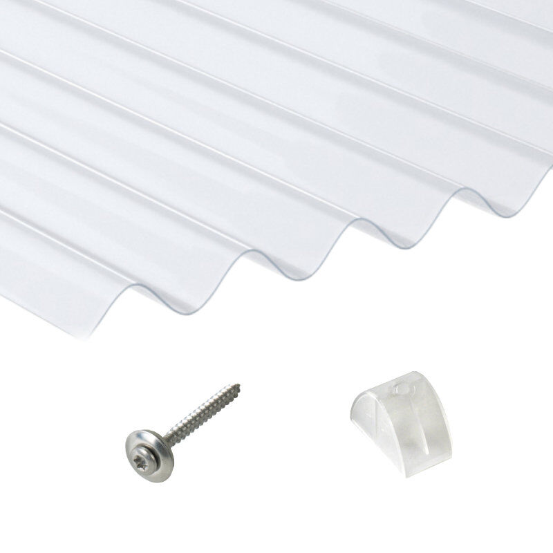Terrassendach-Set | PVC | Sinusplatte | 95/35 | 1,2 mm | klarbläulich 1 Terrassendach-Set | PVC | Sinusplatte | 95/35 | 1,2 mm | klarbläulich