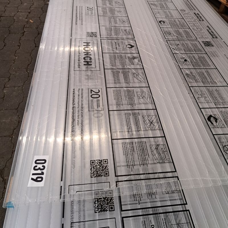 Doppelstegplatte Acrylglas | 16 mm | Breite 980 mm | Länge 4 m | klar 1 Doppelstegplatte Acrylglas | 16 mm | Breite 980 mm | Länge 4 m | klar