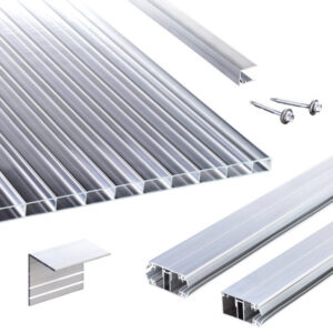 Terrassendach-Set | Acrylglas Stegplatten | Stabilo Stegplatte | Komplettverlegeprofil | 16 mm | glasklar