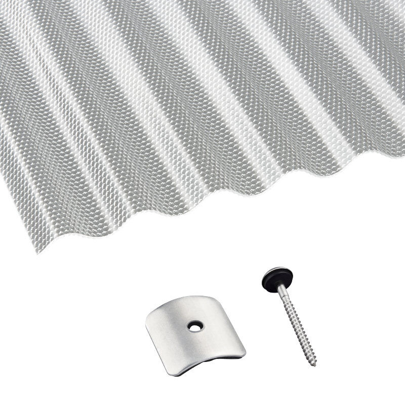 Terrassendach-Set | Acrylglas | Sinusplatte | 76/18 | 3 mm | Wabenstruktur | klar 1 Terrassendach-Set | Acrylglas | Sinusplatte | 76/18 | 3 mm | Wabenstruktur | klar