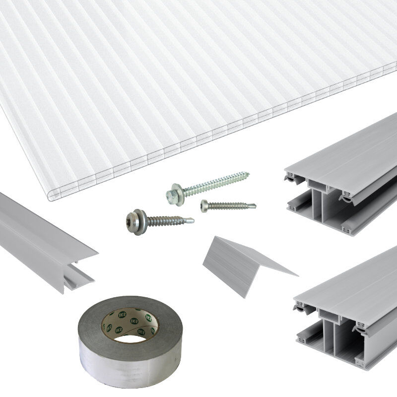Terrassendach-Set | Polycarbonat Stegplatten | DUO Verlegeprofil | 16 mm | Nova Lite | glasklar 1 Terrassendach-Set | Polycarbonat Stegplatten | DUO Verlegeprofil | 16 mm | Nova Lite | glasklar