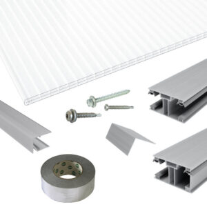 Terrassendach-Set | Polycarbonat Stegplatten | DUO Verlegeprofil | 16 mm | opal-weiß
