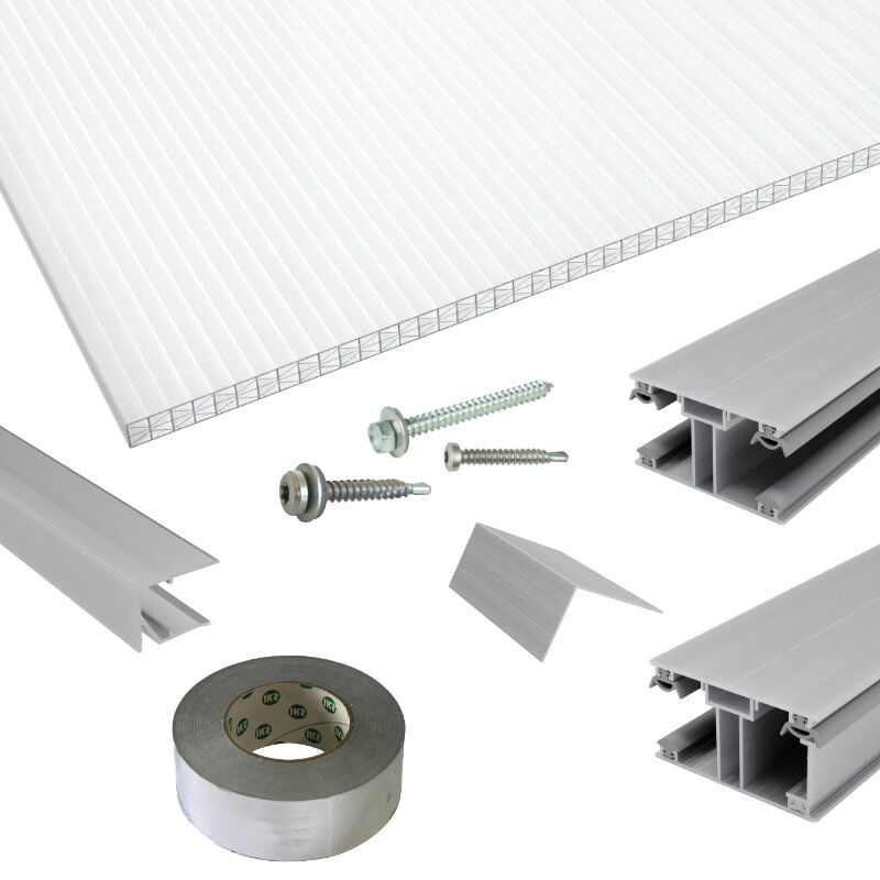 Terrassendach-Set | Polycarbonat Stegplatten | DUO Verlegeprofil | 16 mm | X-Struktur | glasklar 1 Terrassendach-Set | Polycarbonat Stegplatten | DUO Verlegeprofil | 16 mm | X-Struktur | glasklar