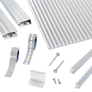 Terrassendach-Set | Polycarbonat Stegplatten | einfachem Alu Verlegeprofil | 16 mm | glasklar