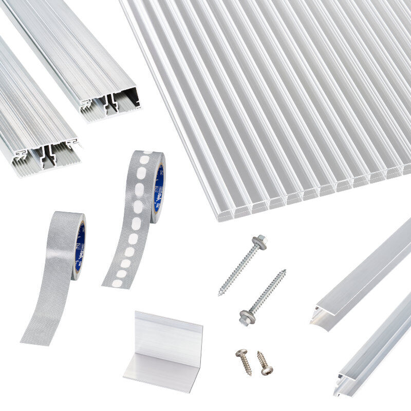 Terrassendach-Set | Polycarbonat Stegplatten | einfachem Alu Verlegeprofil | 16 mm | glasklar 1 Terrassendach-Set | Polycarbonat Stegplatten | einfachem Alu Verlegeprofil | 16 mm | glasklar