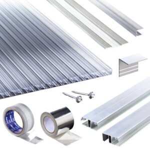 Terrassendach-Set | Polycarbonat Stegplatten | Klassik Top X Stegplatte | Kombinationsverlegeprofil | 16 mm | glasklar