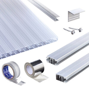 Terrassendach-Set | Polycarbonat Stegplatten | Klassik Top X Stegplatte | Komplettverlegeprofil | 16 mm | opal-weiß