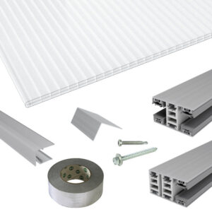 Terrassendach-Set | Polycarbonat Stegplatten | Mendiger Classic Verlegeprofil | 16 mm | glasklar