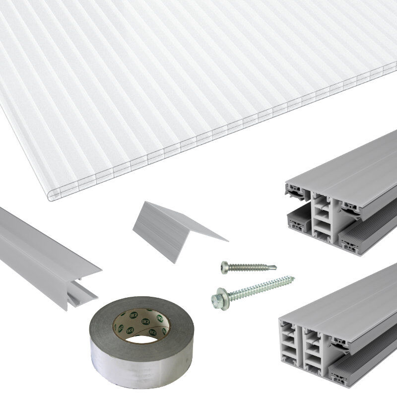 Terrassendach-Set | Polycarbonat Stegplatten | Mendiger Classic Verlegeprofil | 16 mm | glasklar 1 Terrassendach-Set | Polycarbonat Stegplatten | Mendiger Classic Verlegeprofil | 16 mm | glasklar