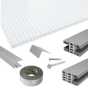 Terrassendach-Set | Polycarbonat Stegplatten | Mendiger Classic Verlegeprofil | 16 mm | Nova Lite | glasklar