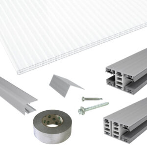 Terrassendach-Set | Polycarbonat Stegplatten | Mendiger Classic Verlegeprofil | 16 mm | opal-weiß