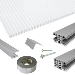 Terrassendach-Set | Polycarbonat Stegplatten | Mendiger Thermo Verlegeprofil | 16 mm | glasklar