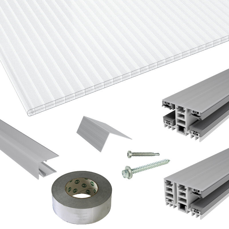 Terrassendach-Set | Polycarbonat Stegplatten | Mendiger Thermo Verlegeprofil | 16 mm | glasklar 1 Terrassendach-Set | Polycarbonat Stegplatten | Mendiger Thermo Verlegeprofil | 16 mm | glasklar