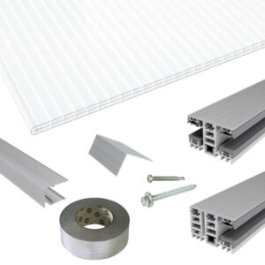 Terrassendach-Set | Polycarbonat Stegplatten | Mendiger Thermo Verlegeprofil | 16 mm | opal-weiß