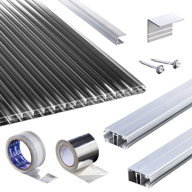 Terrassendach-Set | Polycarbonat Stegplatten | Polyclear Stegplatte | Komplettverlegeprofil | 16 mm | anthrazit 1 Terrassendach-Set | Polycarbonat Stegplatten | Polyclear Stegplatte | Komplettverlegeprofil | 16 mm | anthrazit