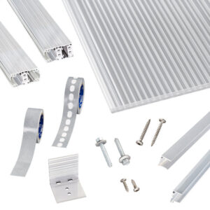 Terrassendach-Set | Polycarbonat Stegplatten | Thermo Alu Verlegeprofil | 16 mm | X16 5-Fach | glasklar