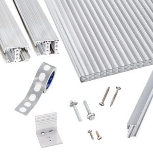 Terrassendach-Set | Polycarbonat Stegplatten | Thermo Alu Verlegeprofil | 25 mm | glasklar
