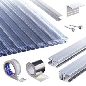Terrassendach-Set | Polycarbonat Stegplatten | Thermo X Stegplatte | Thermoverlegeprofil | 25 mm | glasklar