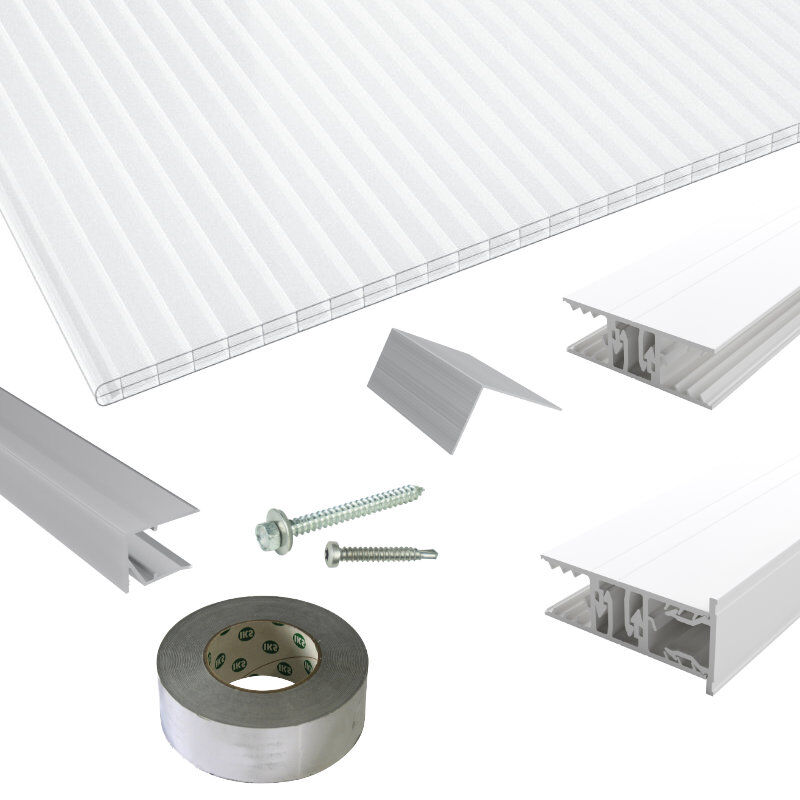 Terrassendach-Set | Polycarbonat Stegplatten | Zevener Sprosse Verlegeprofil | 16 mm | glasklar 1 Terrassendach-Set | Polycarbonat Stegplatten | Zevener Sprosse Verlegeprofil | 16 mm | glasklar