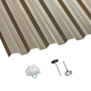 Terrassendach-Set | Polycarbonat | Spundwand | 76/18 | 0,8 mm | glatt | bronze