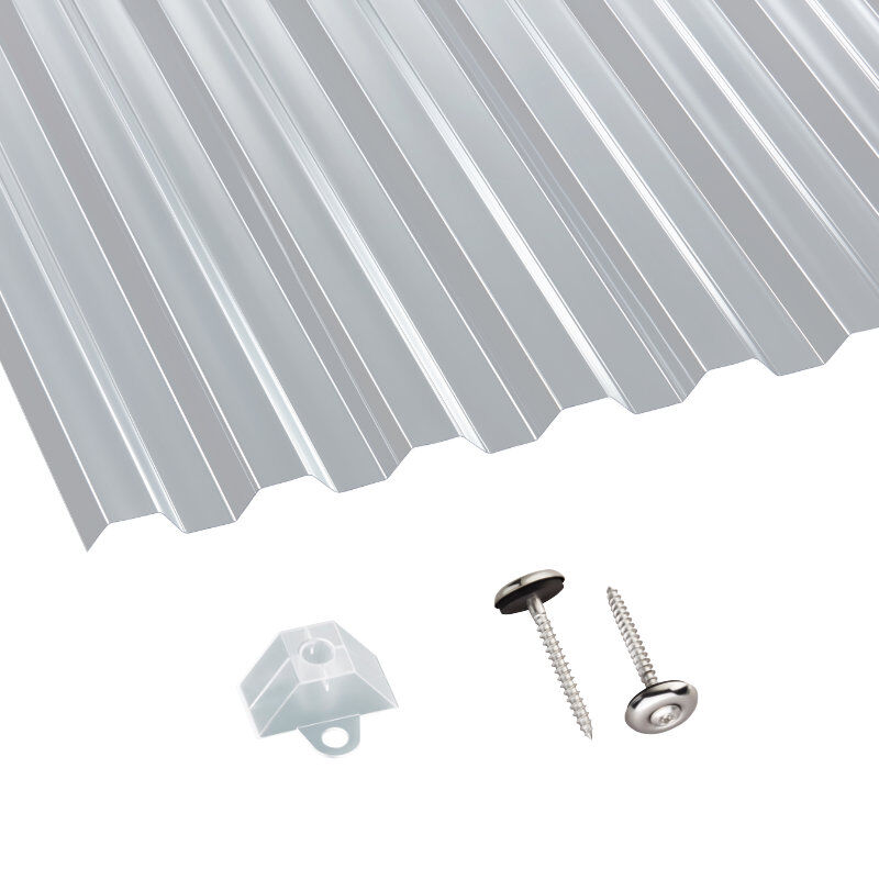 Terrassendach-Set | Polycarbonat | Spundwand | 76/18 | 1,3 mm | glatt | klar 1 Terrassendach-Set | Polycarbonat | Spundwand | 76/18 | 1,3 mm | glatt | klar