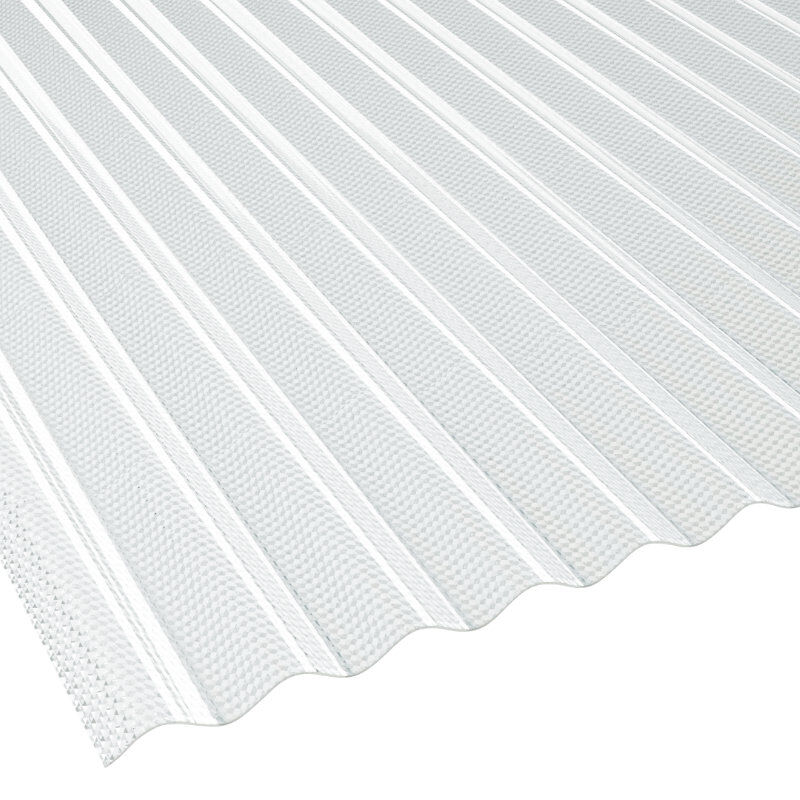 Lichtplatte PVC | Wellplatte | 76/18 | 2,5 mm | Breite 1030 mm | wabenstruktur | glasklar-bläulich 1 Lichtplatte PVC | Wellplatte | 76/18 | 2,5 mm | Breite 1030 mm | wabenstruktur | glasklar-bläulich