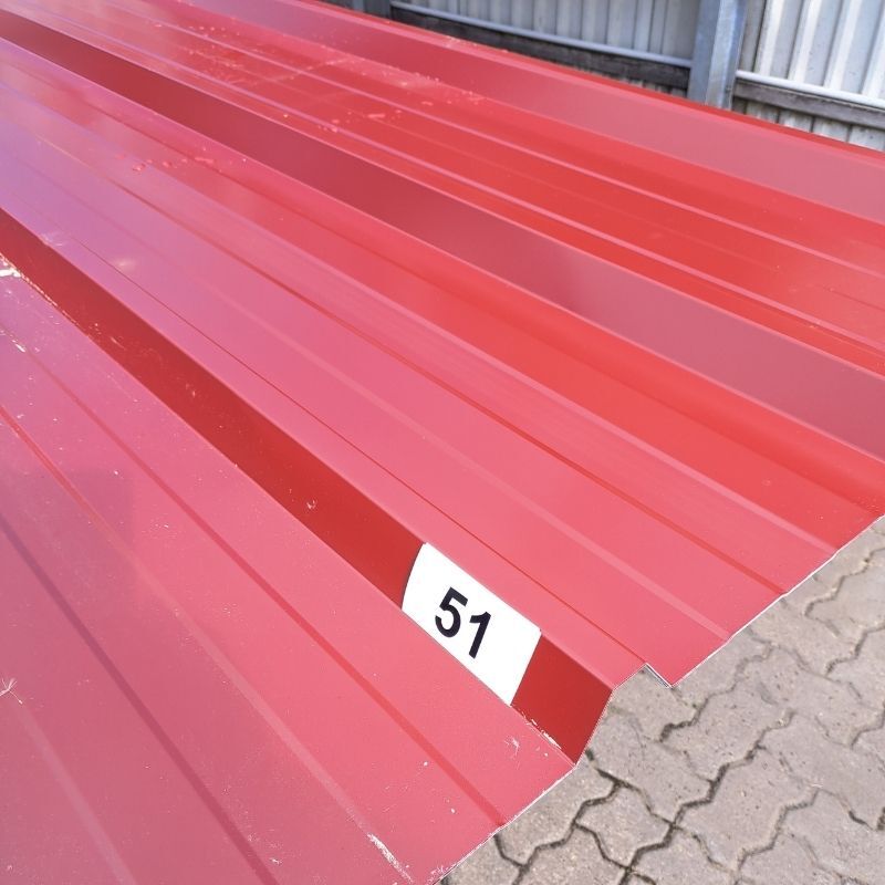 Trapezblech 45/333 | Dach | 5 Stück | 6,80 m Länge | Rotbraun ( RAL 8012 ) 1 Trapezblech 45/333 | Dach | 5 Stück | 6,80 m Länge | Rotbraun ( RAL 8012 )