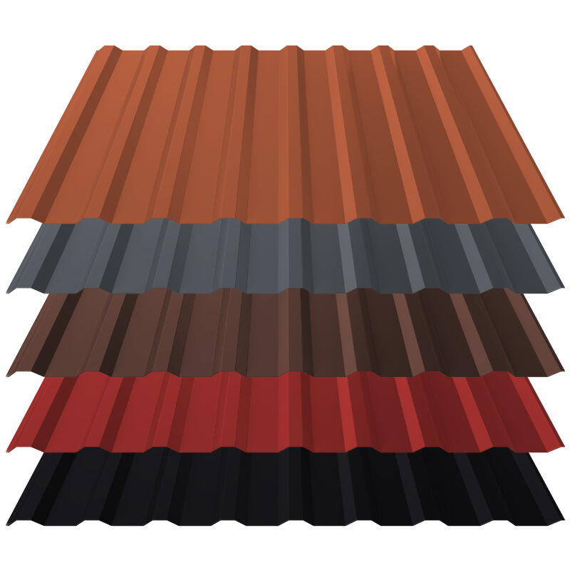 Trapezblech T18 | Dach | 0,50 mm | Stahl | Anti-Tropf 900 g/m² inkl. Vliesrückschnitt | 25 µm ThyssenKrupp Polyester 1 Trapezblech T18 | Dach | 0,50 mm | Stahl | Anti-Tropf 900 g/m² inkl. Vliesrückschnitt | 25 µm ThyssenKrupp Polyester