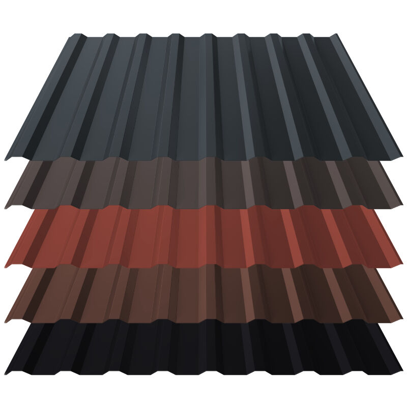Trapezblech T18 | Dach | 0,50 mm | Stahl | Anti-Tropf 900 g/m² inkl. Vliesrückschnitt | 35 µm ThyssenKrupp Matt 1 Trapezblech T18 | Dach | 0,50 mm | Stahl | Anti-Tropf 900 g/m² inkl. Vliesrückschnitt | 35 µm ThyssenKrupp Matt