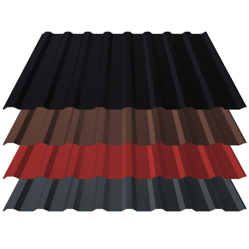 Trapezblech T18 | Dach | 0,60 mm | Aluminium | Anti-Tropf 900 g/m² inkl. Vliesrückschnitt | 25 µm Stucco 1 Trapezblech T18 | Dach | 0,60 mm | Aluminium | Anti-Tropf 900 g/m² inkl. Vliesrückschnitt | 25 µm Stucco