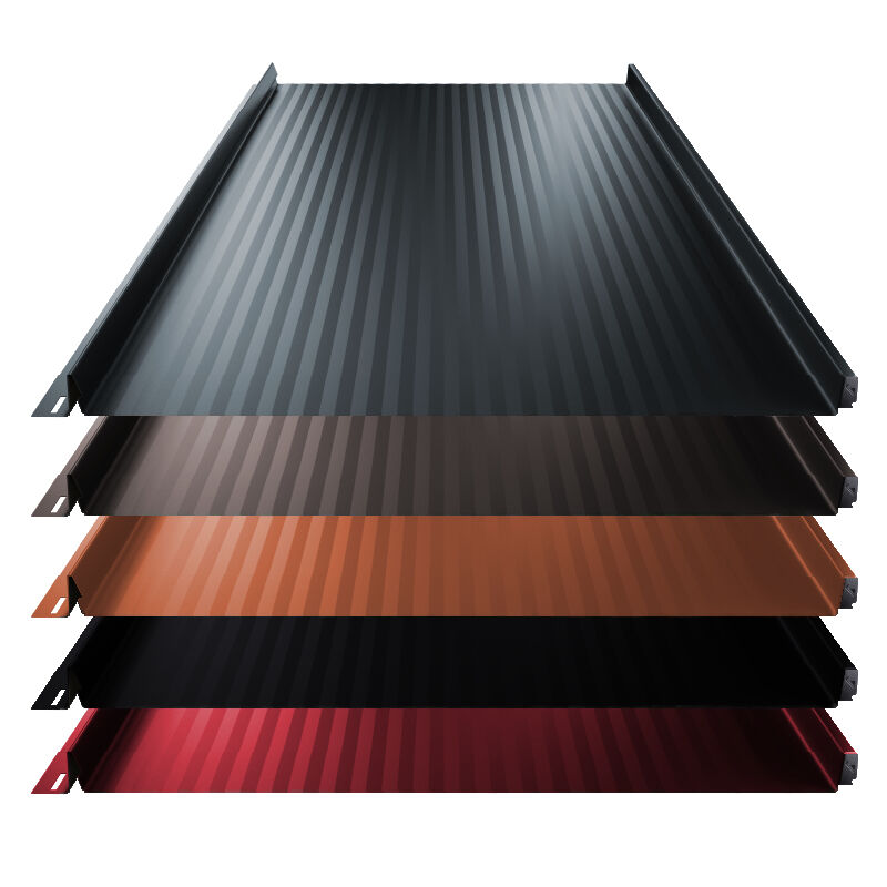 Stehfalz Terrano | Dach & Wand | 0,50 mm | Stahl | Miniwelle | 525 mm Breite | 25 µm Polyester 1 Stehfalz Terrano | Dach & Wand | 0,50 mm | Stahl | Miniwelle | 525 mm Breite | 25 µm Polyester