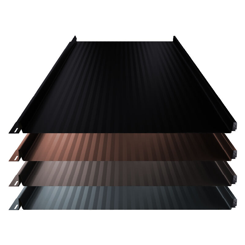 Stehfalz Terrano | Dach & Wand | 0,50 mm | Stahl | Miniwelle | 525 mm Breite | 35 µm Mattpolyester 1 Stehfalz Terrano | Dach & Wand | 0,50 mm | Stahl | Miniwelle | 525 mm Breite | 35 µm Mattpolyester
