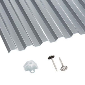 Terrassendach-Set | Polycarbonat | Spundwand | 76/18 | 0,8 mm | grau