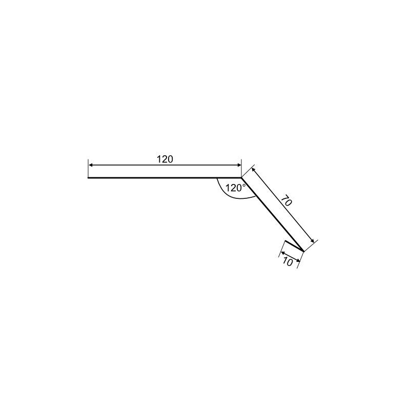 Aluminium Traufenblech | 120 x 70 x 2000 mm | Innenwinkel 120° 1 Aluminium Traufenblech | 120 x 70 x 2000 mm | Innenwinkel 120°