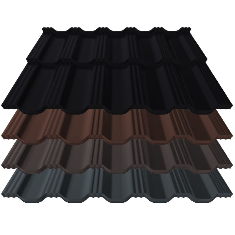 Pfannenblech Germania Simetric | 0,50 mm | Stahl | Modullänge 350 mm | 35 µm Mattpolyester 1 Pfannenblech Germania Simetric | 0,50 mm | Stahl | Modullänge 350 mm | 35 µm Mattpolyester