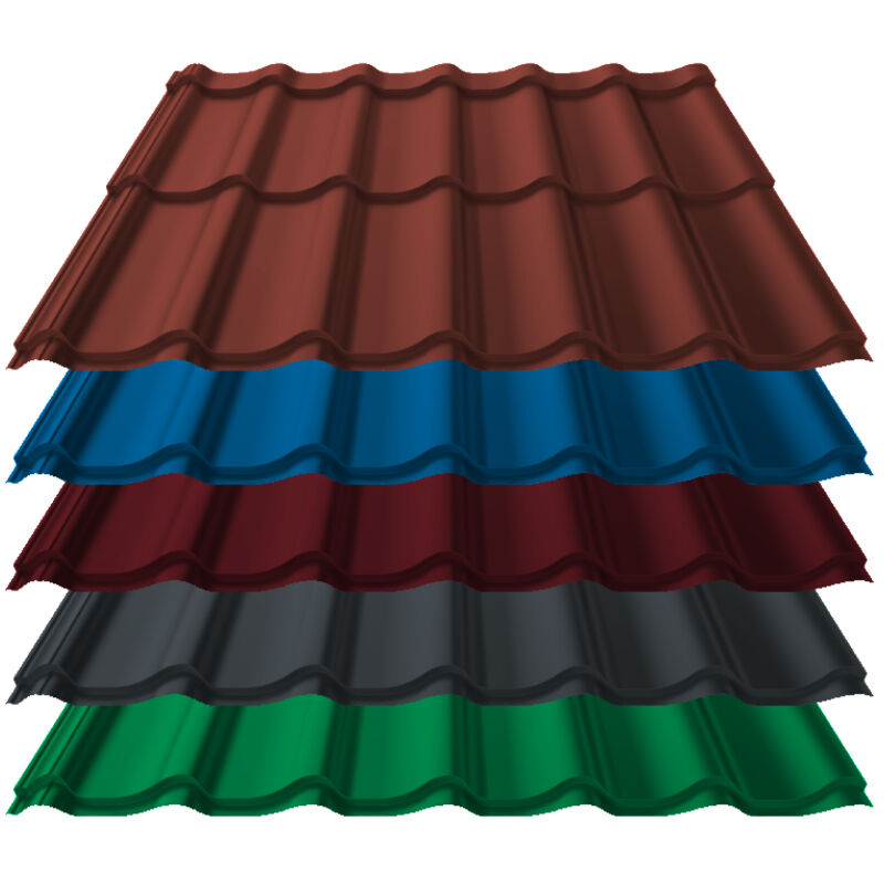Pfannenblech Kingas Eco+ | 0,50 mm | Stahl | Modullänge 350 mm | 25 µm Polyester 1 Pfannenblech Kingas Eco+ | 0,50 mm | Stahl | Modullänge 350 mm | 25 µm Polyester