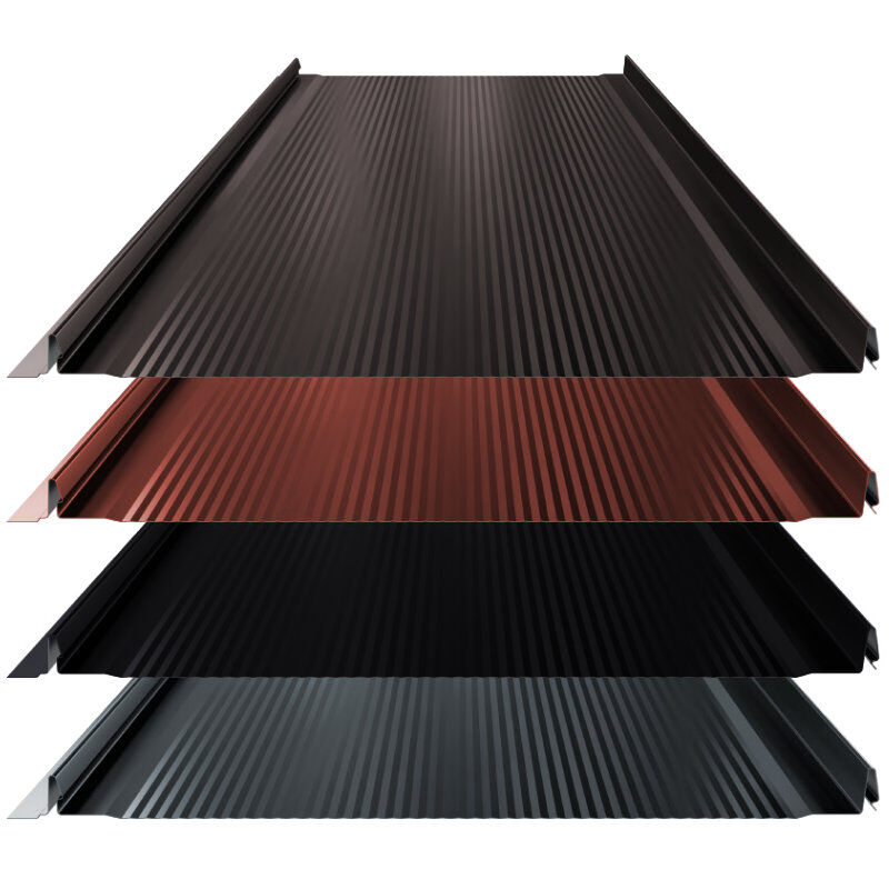 Stehfalz High-Tech | Dach & Wand | 0,50 mm | Stahl | Nanowelle | 528 mm Breite | 36 µm ThyssenKrupp ICE Crystal 1 Stehfalz High-Tech | Dach & Wand | 0,50 mm | Stahl | Nanowelle | 528 mm Breite | 36 µm ThyssenKrupp ICE Crystal