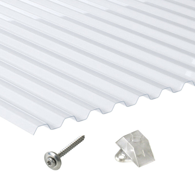 Terrassendach-Set | PVC | Spundwand | 70/18 | 1,4 mm | klarbläulich 1 Terrassendach-Set | PVC | Spundwand | 70/18 | 1,4 mm | klarbläulich