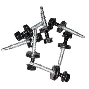Sechskantsystemschraube | selbstbohrend | für Holzunterkonstruktion | 250 Stk./ Pak. | 4,8 x 35 mm | E14 EPDM-Dichtung | Tiefschwarz ( RAL 9005 )