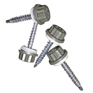 Nylon Head Schrauben | selbstbohrend | 100 Stk./ Pak. | 4,8 x 35 mm | E14 EPDM-Dichtung | Dunkelgrün ( RR38 )