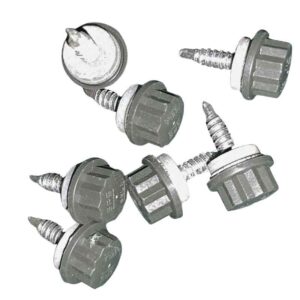 Nylon Head Schrauben | selbstbohrend | 100 Stk./ Pak. | 4,8 x 20 mm | E14 EPDM-Dichtung | Dunkelgrün ( RR38 )