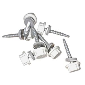 Nylon Head Schrauben | selbstbohrend | 100 Stk./ Pak. | 4,8 x 35 mm | E14 EPDM-Dichtung | Lichtgrau ( RR21 )