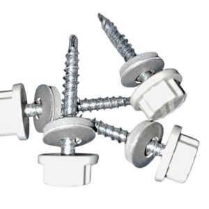 Nylon Head Schrauben | selbstbohrend | 100 Stk./ Pak. | 4,8 x 35 mm | E14 EPDM-Dichtung | Fenstergrau ( RR22 )
