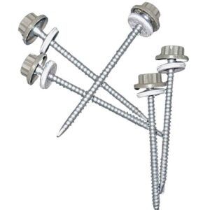 Nylon Head Schrauben | selbstbohrend | 100 Stk./ Pak. | 4,8 x 80 mm | E16 EPDM-Dichtung | Olivgrün ( RR82 )