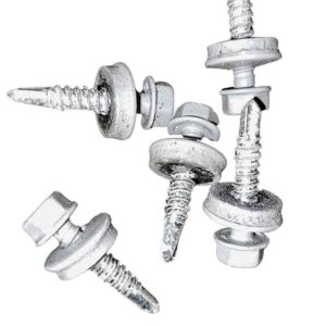 Nylon Head Schrauben | selbstbohrend | 100 Stk./ Pak. | 4,8 x 19 mm | E14 EPDM-Dichtung | Fenstergrau ( RR22 )