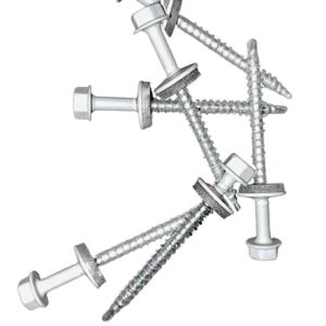 Nylon Head Schrauben | selbstbohrend | 100 Stk./ Pak. | 4,8 x 60 mm | E14 EPDM-Dichtung | Silbergrau ( RAL 7001 )