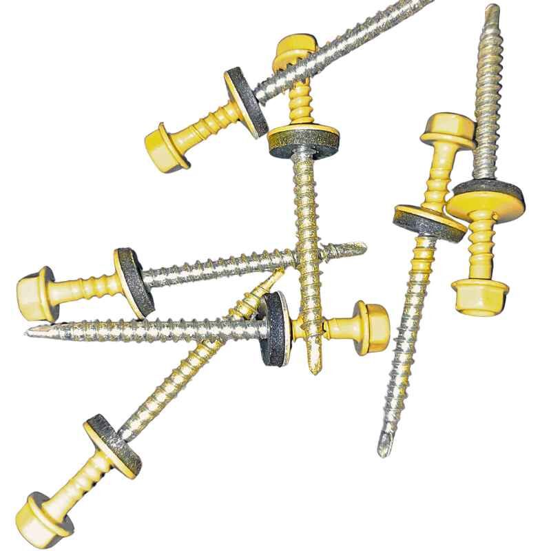 Sechskantsystemschraube | selbstbohrend | für Holzunterkonstruktion | 100 Stk./ Pak. | 4,8 x 60 mm | E14 EPDM-Dichtung | Signalgelb ( RAL 1003 ) 1 Sechskantsystemschraube | selbstbohrend | für Holzunterkonstruktion | 100 Stk./ Pak. | 4,8 x 60 mm | E14 EPDM-Dichtung | Signalgelb ( RAL 1003 )