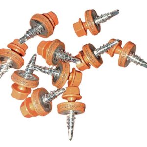 Sechskantsystemschraube | selbstbohrend | für Stahlunterkonstruktion | 100 Stk./ Pak. | 4,8 x 20 mm | E14 EPDM-Dichtung | Rotorange ( RAL 2001 )